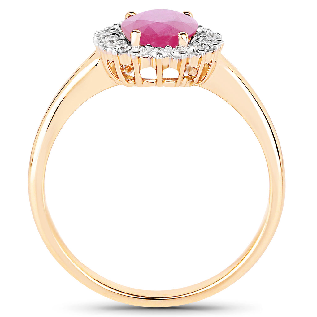 Ruby Ring With Diamonds 1.44 Carats 14K Yellow Gold