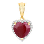 Ruby Heart Pendant With Diamonds 4.44 Carats 14K Yellow Gold