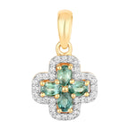 Alexandrite Flower Pendant With Diamonds 0.64 Carats 18K Yellow Gold