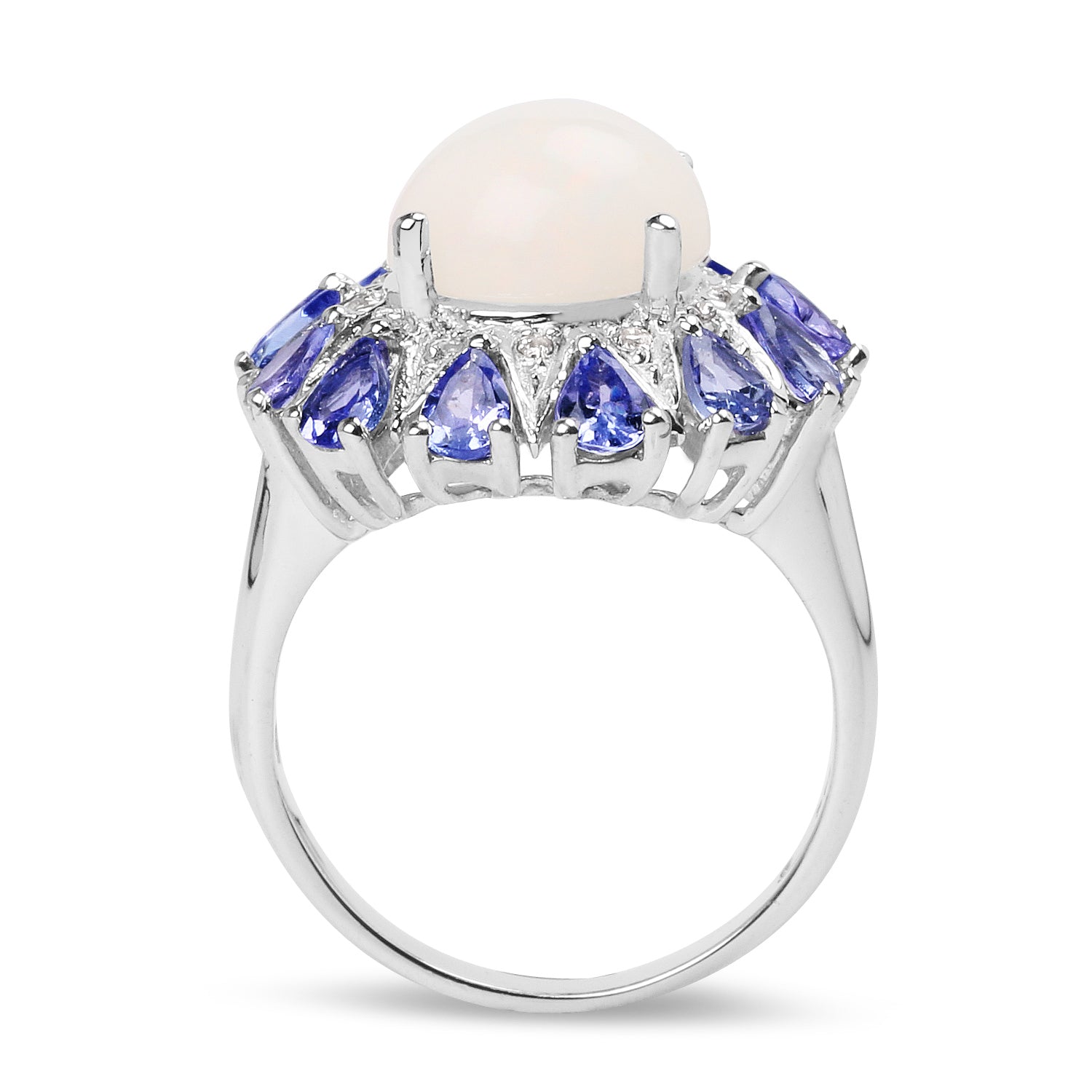 Opal Ring With Tanzanite 4.2 Carats Sterling Silver