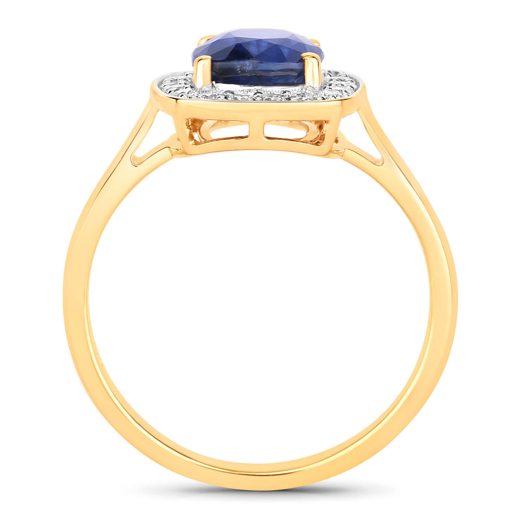 Blue Sapphire Ring With Diamonds 2.38 Carats 18K Yellow Gold