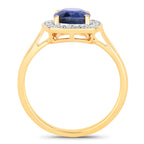 Blue Sapphire Ring With Diamonds 2.38 Carats 18K Yellow Gold