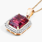 Rubellite Pendant With Diamonds 2.72 Carats 14K Yellow Gold