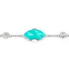 Amazonite Bracelet With White Agate 29.6 Carats Sterling Silver