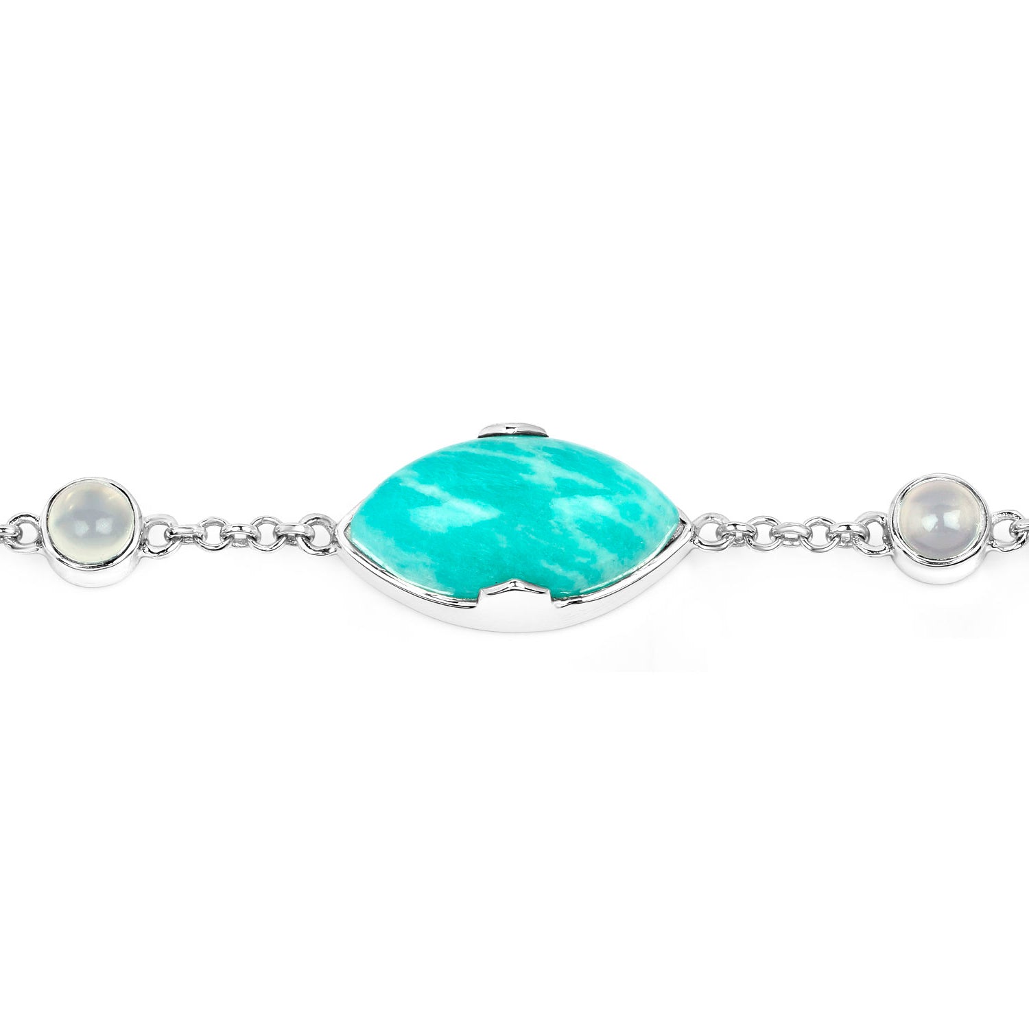 Amazonite Bracelet With White Agate 29.6 Carats Sterling Silver