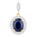 Blue Sapphire Pendant With Diamonds 3.35 Carats 14K Yellow Gold