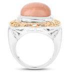 Moonstone Ring 12.7 Carats Gold Plated Silver