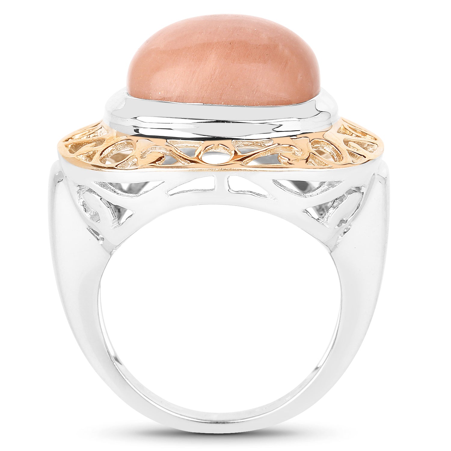 Moonstone Ring 12.7 Carats Gold Plated Silver