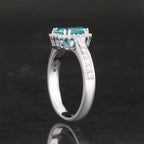 Apatite Ring With Diamonds 1.85 Carats 9K White Gold
