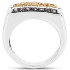 Champagne Diamond Ring With Yellow Diamond 0.6 Carats Sterling Silver