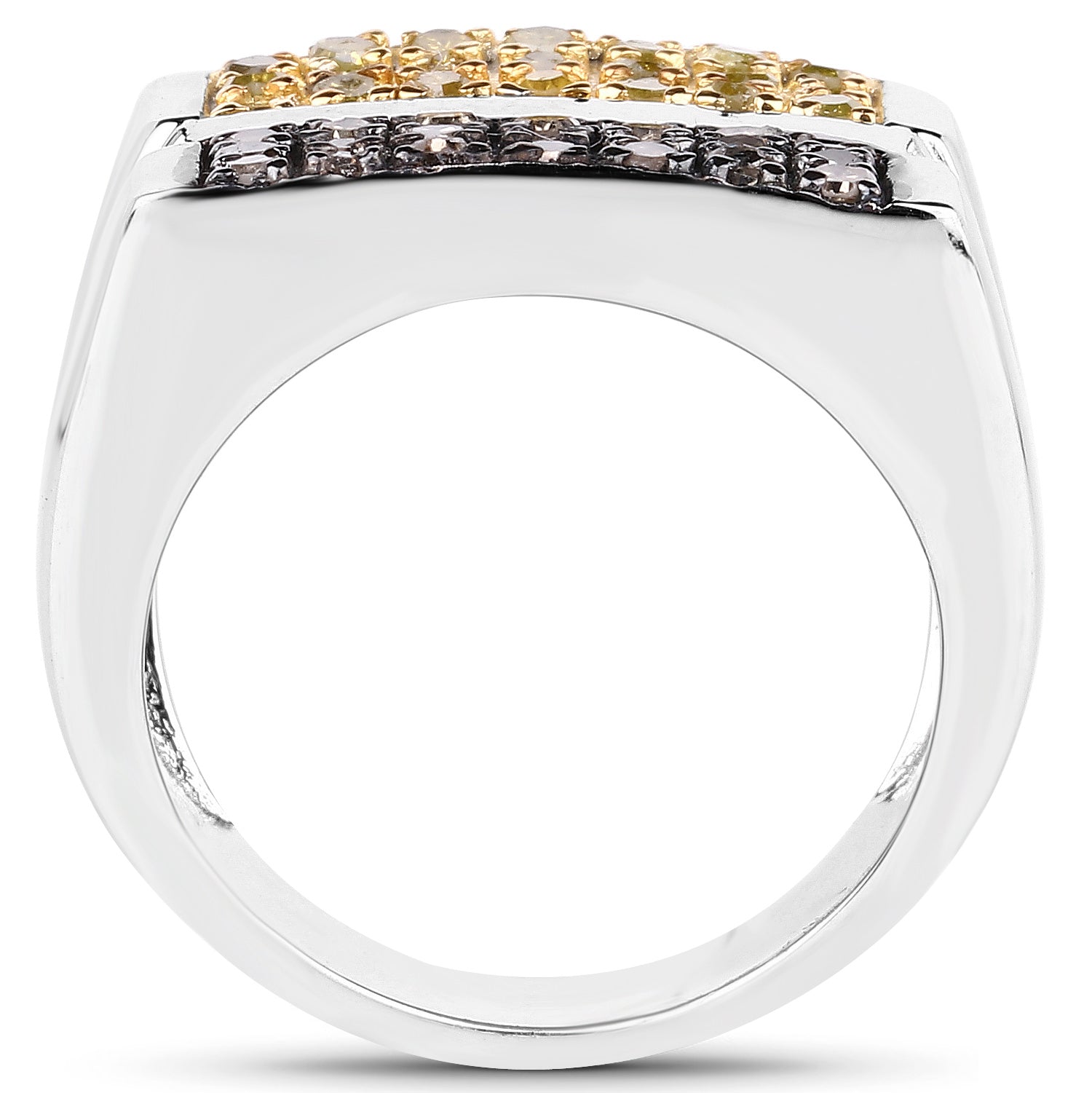Champagne Diamond Ring With Yellow Diamond 0.6 Carats Sterling Silver