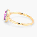 Pink Sapphire Ring With Diamonds 0.92 Carats 14K Yellow Gold