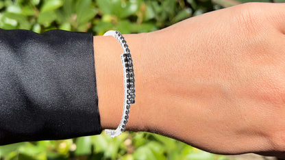 Black Diamond Bangle Bracelet 3.98 Carats Sterling Silver