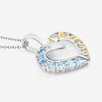 Swiss Blue Topaz Heart Pendant 0.82 Carats Sterling Silver