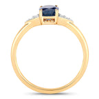 Blue Sapphire Ring With Diamonds 0.98 Carats 14K Yellow Gold