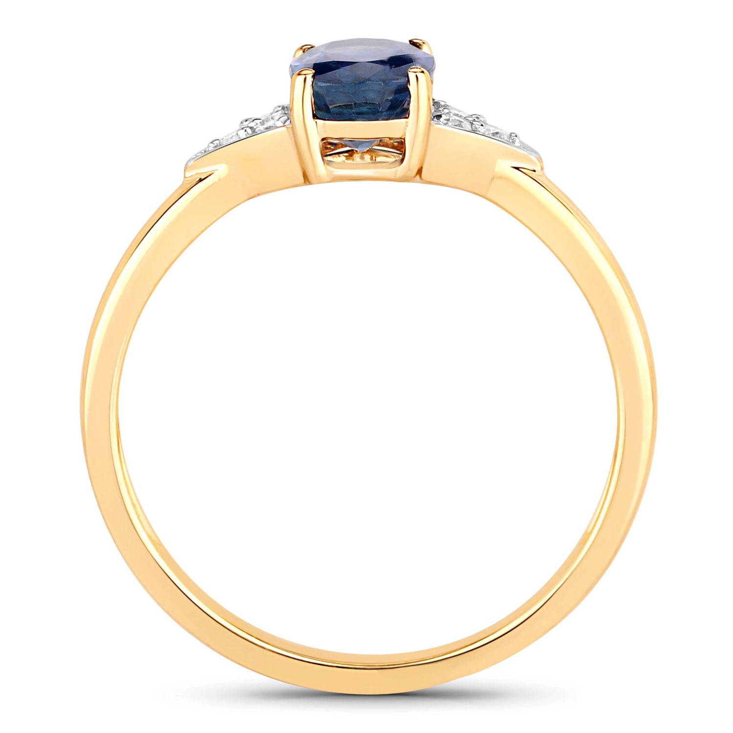Blue Sapphire Ring With Diamonds 0.98 Carats 14K Yellow Gold