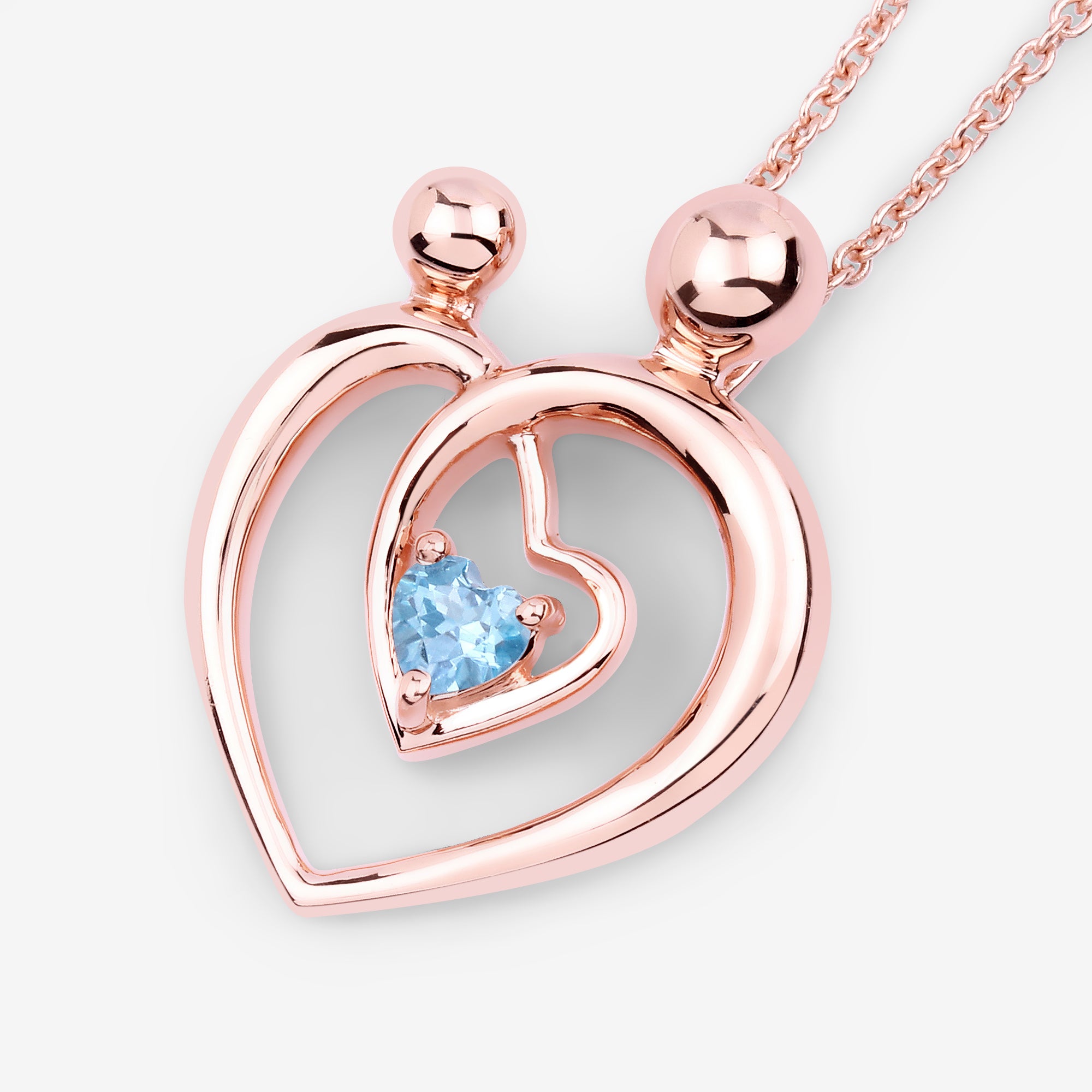 Swiss Blue Topaz Mom Pendant 0.26 Carats Gold Plated Silver