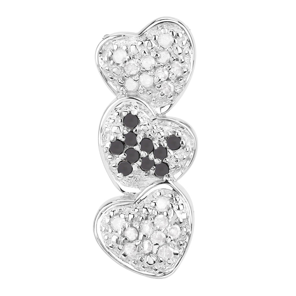 White Diamond Pendant With Black Diamonds 0.42 Carats Sterling Silver