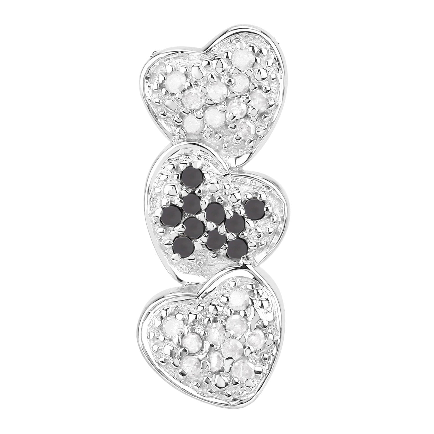 White Diamond Pendant With Black Diamonds 0.42 Carats Sterling Silver