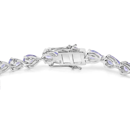 Tanzanite Tennis Bracelet Pear Cut 9.25 Carats Sterling Silver