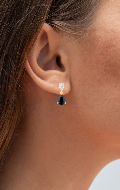Blue Sapphire Dangle Earrings Diamonds 2.75 Carats 10K Yellow Gold