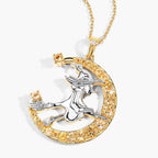 Citrine Witch Pendant With White Topaz 0.98 Carats Gold Plated Silver