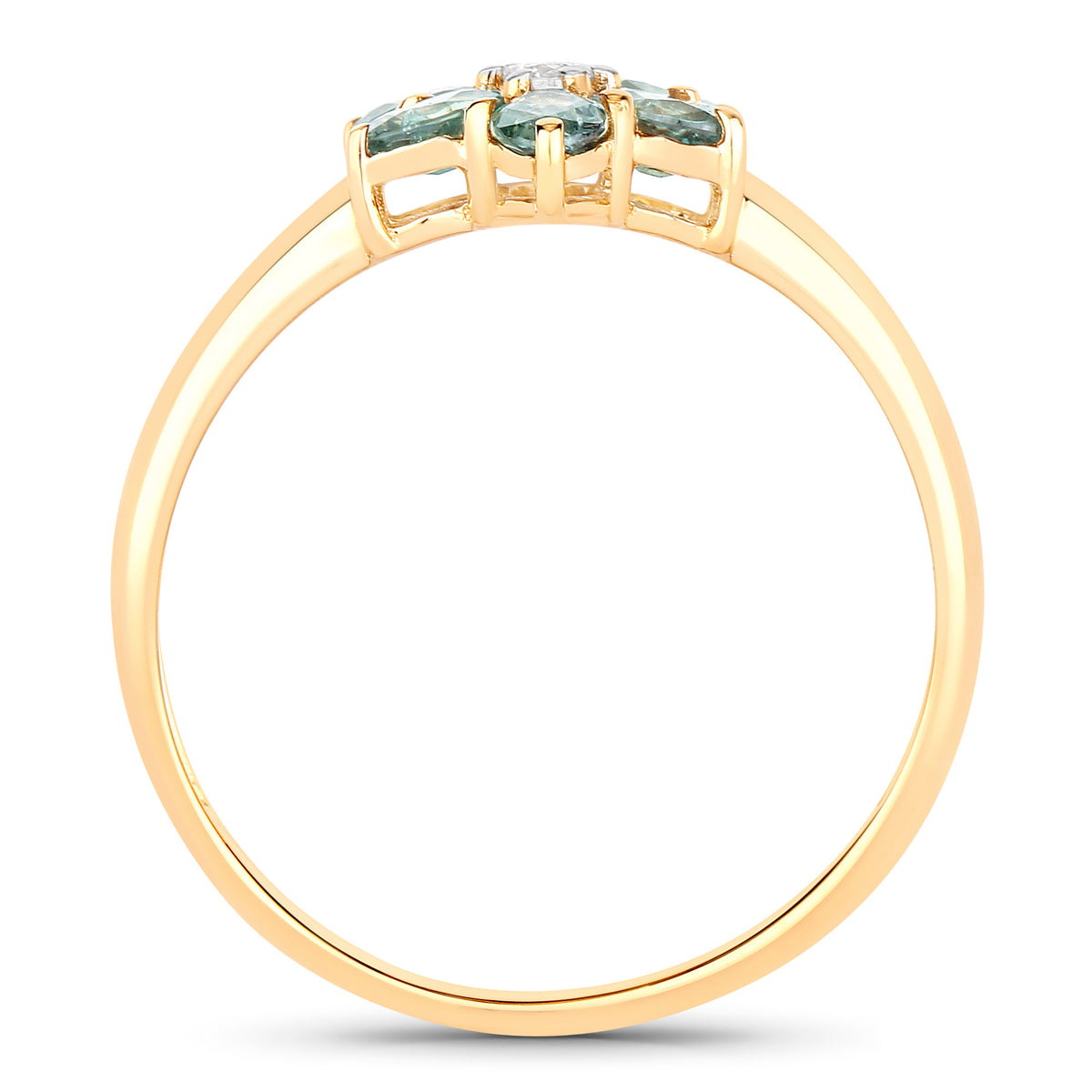 Alexandrite Flower Ring With Diamonds 0.78 Carats 18K Yellow Gold