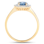 Blue Sapphire Ring With Diamonds 1 Carats 14K Yellow Gold