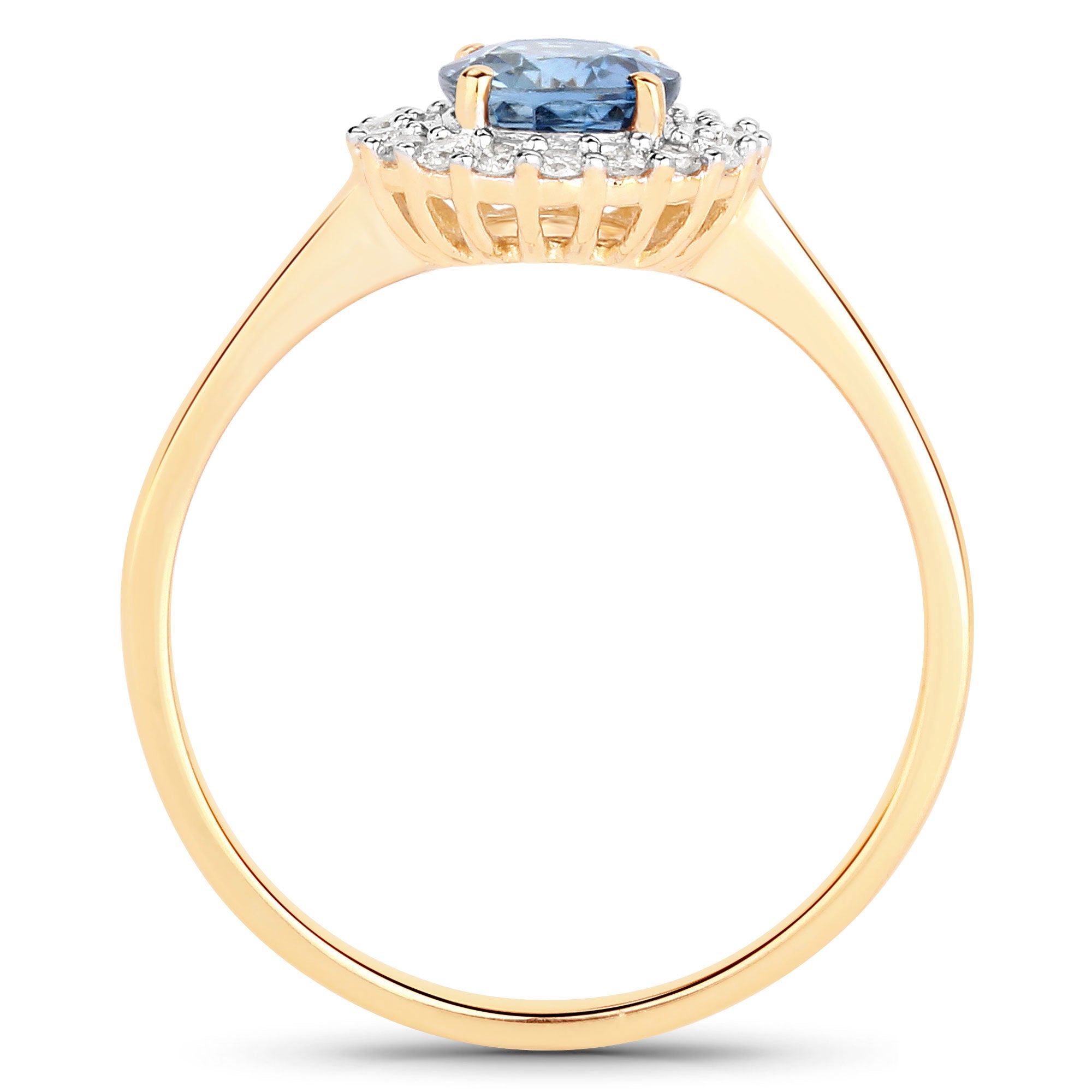 Blue Sapphire Ring With Diamonds 1 Carats 14K Yellow Gold