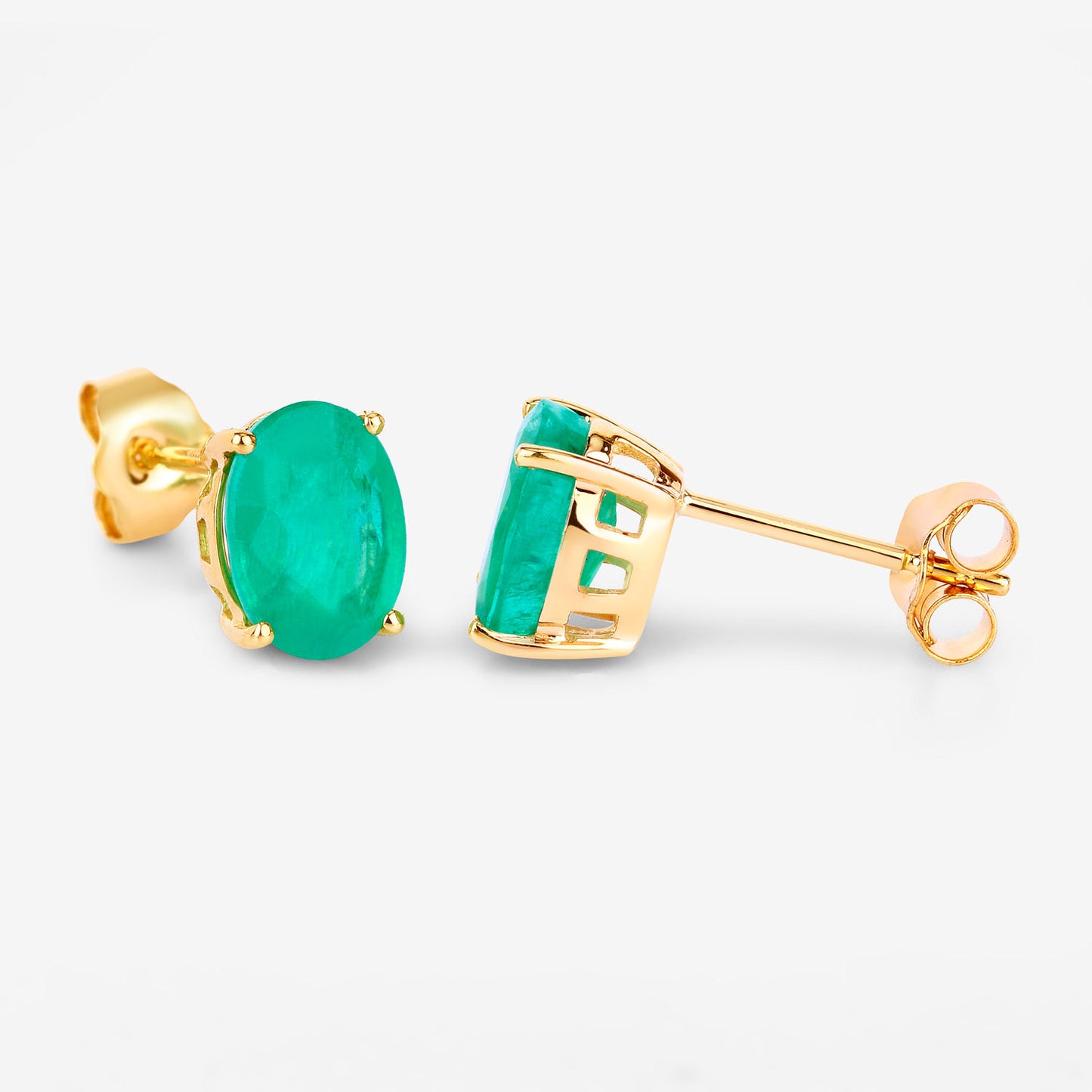 Zambian Emerald Earrings 2.38 Carats 10K Yellow Gold