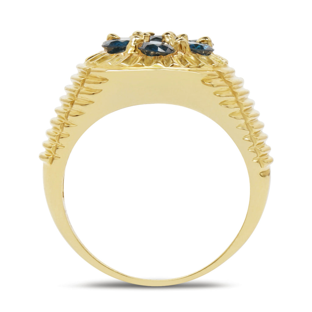 Blue Diamond Ring 1.38 Carats Gold Plated Silver