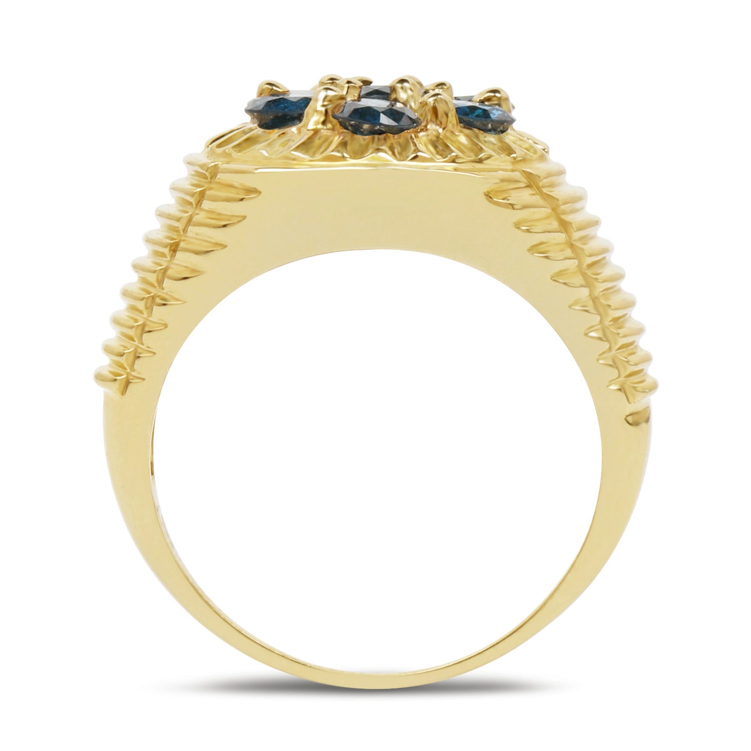 Blue Diamond Ring 1.38 Carats Gold Plated Silver