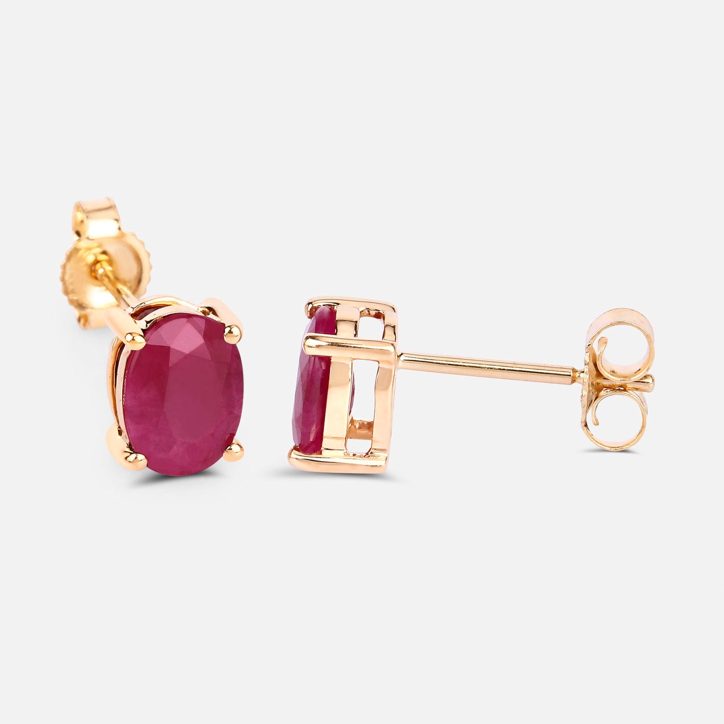 Ruby Stud Earrings 1.68 Carats 10K Yellow Gold