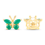Emerald Butterfly Stud Earrings 0.46 Carats Gold Plated Silver