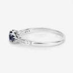 Blue Sapphire Ring With Diamonds 0.53 Carats 14K White Gold