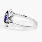 Blue Sapphire Ring With Diamonds 2.04 Carats 18K White Gold