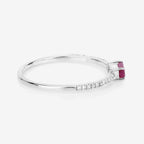 Ruby Ring With Diamonds 0.18 Carats 14K White Gold
