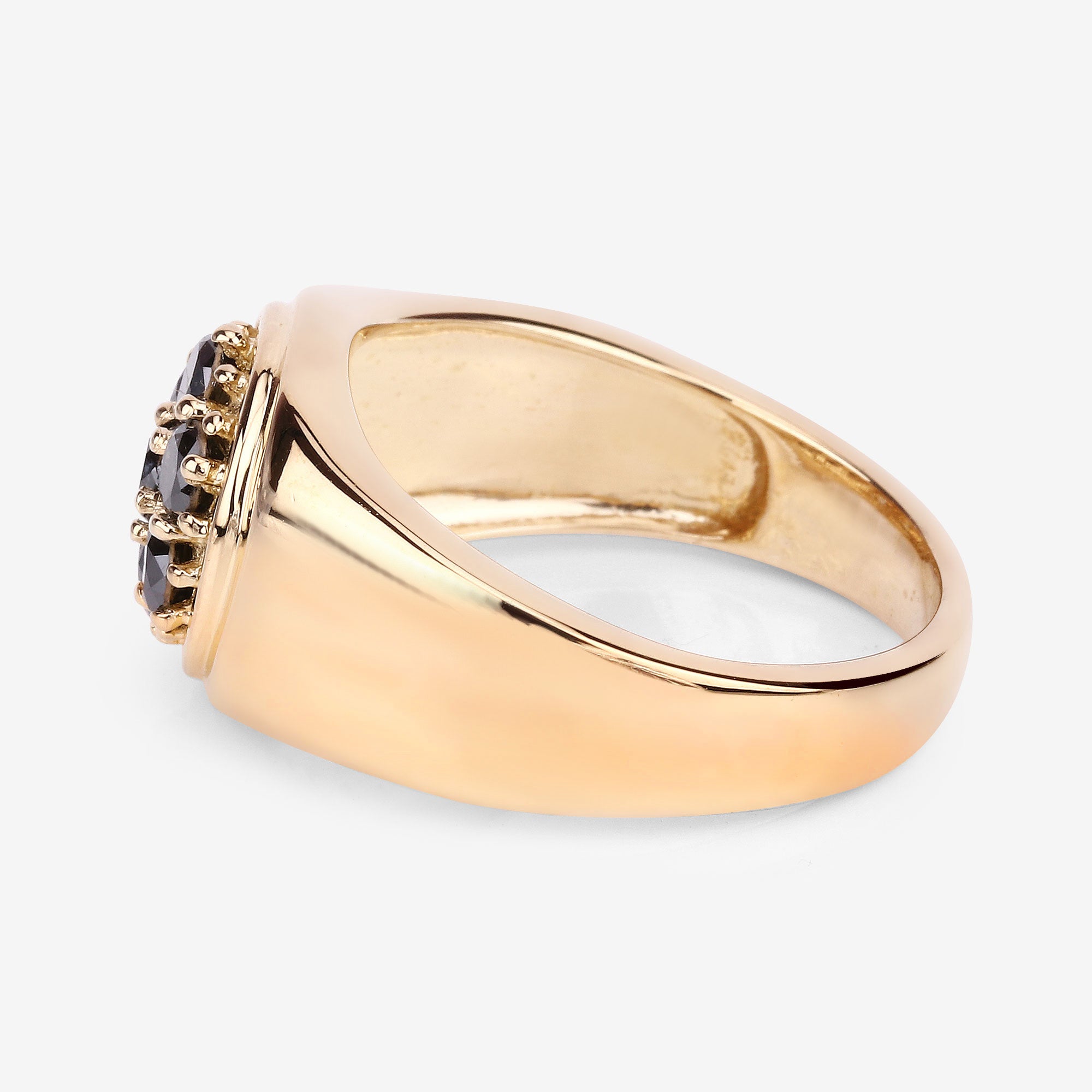 Black Diamond Ring 0.9 Carats Gold Plated Silver