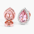 Morganite Stud Earrings With Diamonds 1.52 Carats 14K Rose Gold