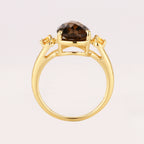 Smoky Quartz Ring With Citrine 3.60 Carats Gold Plated Silver