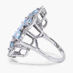 Blue Topaz Ring With Aquamarine 8.08 Carats Sterling Silver