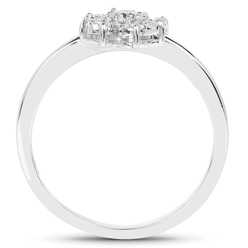 Diamond Flower Ring 0.14 Carats 14K White Gold