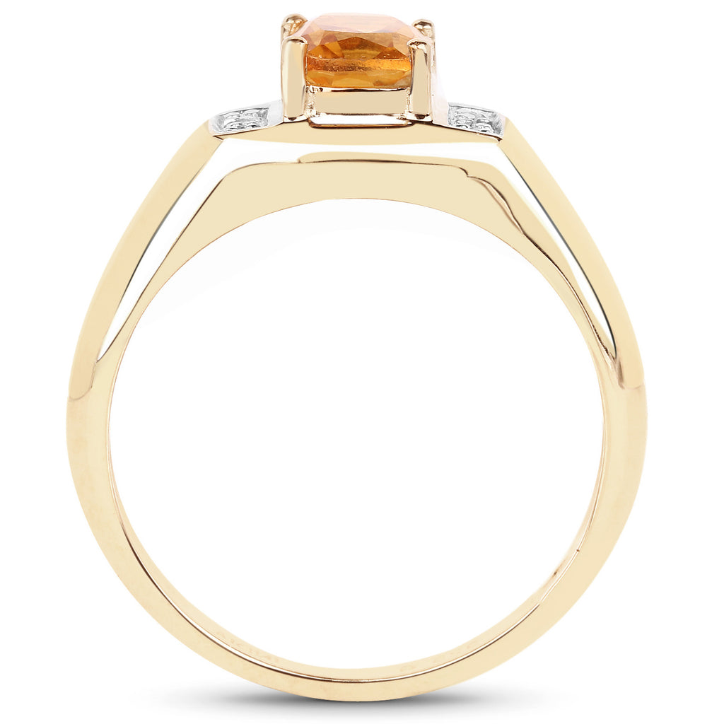 Citrine Ring With White Topaz 1.32 Carats Gold Plated Silver
