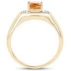 Citrine Ring With White Topaz 1.32 Carats Gold Plated Silver