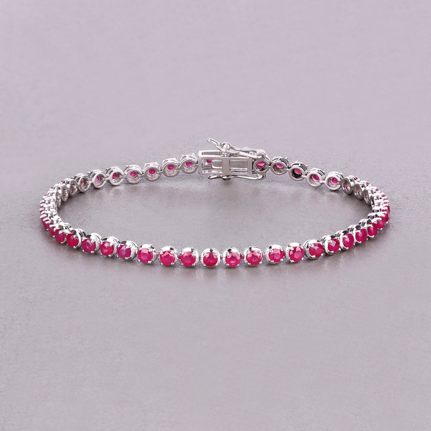 Ruby Bracelet 3.12 Carats 14K White Gold