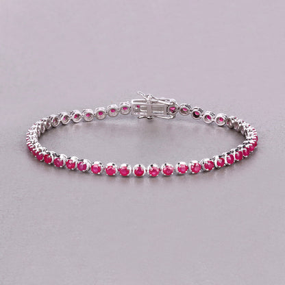 Ruby Bracelet 3.12 Carats 14K White Gold
