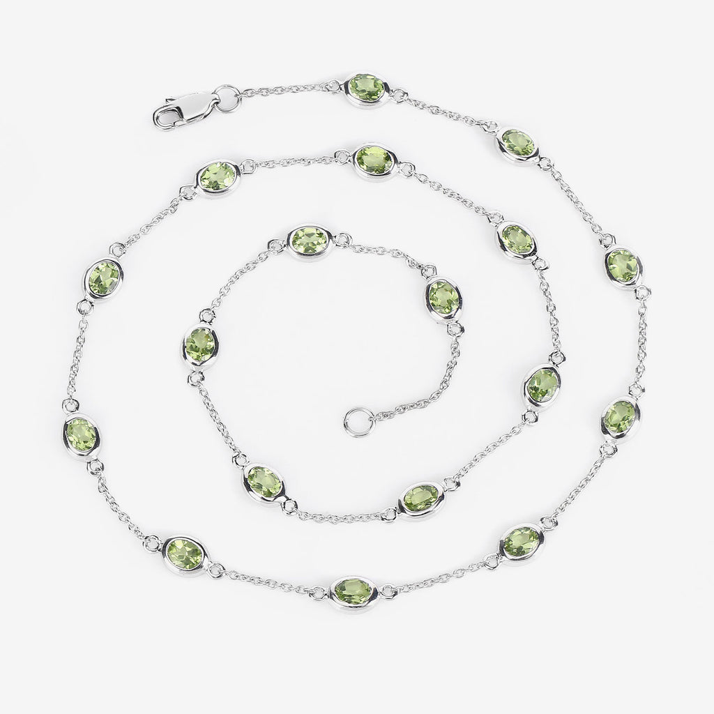 Peridot Necklace 6.28 Carats Sterling Silver