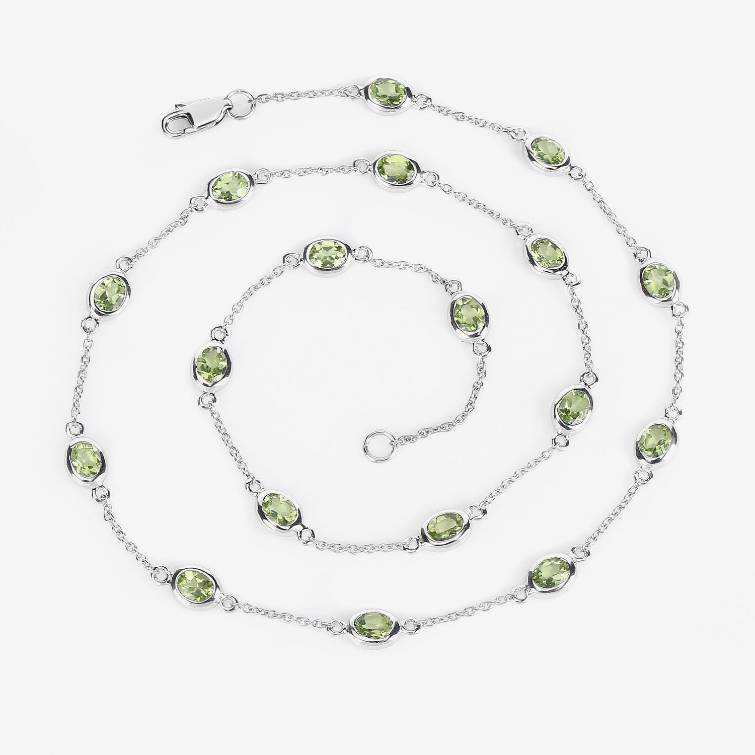 Peridot Necklace 6.28 Carats Sterling Silver