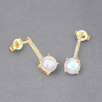 Ethiopian Opal Earrings With Diamonds 1.02 Carats 10K Yellow Gold