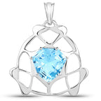 Swiss Blue Topaz Pendant 11.4 Carats Sterling Silver